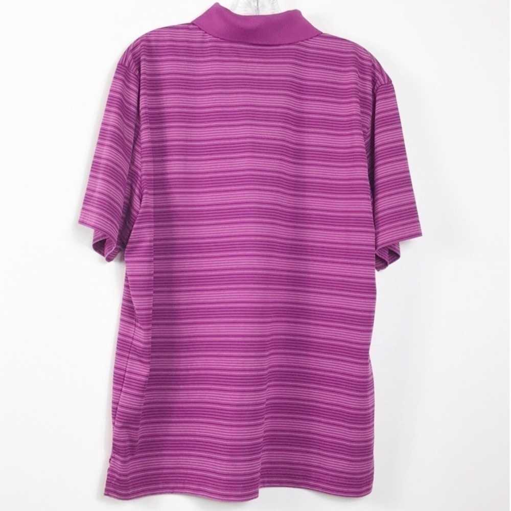 PGA Tour Mens Polo Shirt Size L Purple Striped Short Sleeves Golf Athletic - Picture 7 of 8